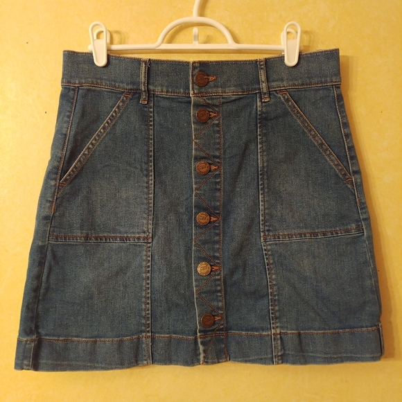 LOFT Button Front Denim Skirt - Picture 1 of 4